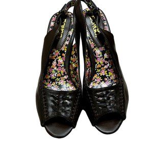 Bongo Brown Faux Leather Open Toe Heel Shoes Pumps Women's Size 7 BONGO-BROWN-7